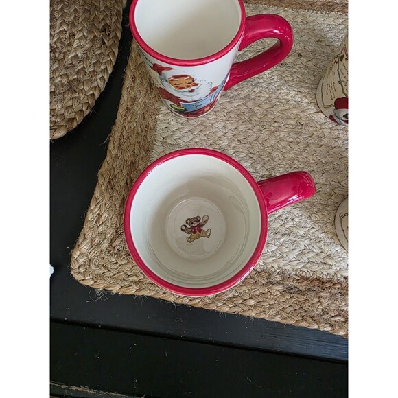 Williams Sonoma Set Of 4 LETTERS TO SANTA Teddy Bear X-Mas Coffee Mugs 4" 2007 - Picture 8 of 8